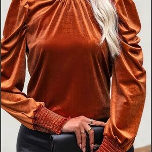 Chic Velvet Rust Women's Blouse